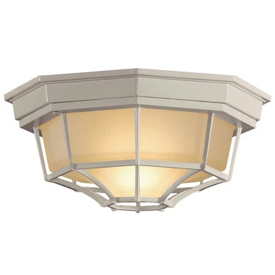Exterior Outdoor Porch Spider Cage Flush Mount Ceiling 1 Light Fixture WHITE - Image 1 of 2