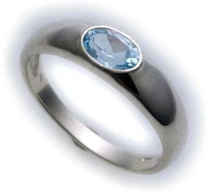 Bestpreis Damen Ring echt Weißgold 585 Topas 14kt Qualität Gold Blautopas Blau - Bild 1 von 32