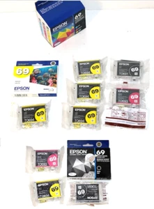 14 Genuine Sealed TO69 Epson Cartridges 1 Cyan 3 Black 3 Magenta & 7 Yellow - Zdjęcie 1 z 3