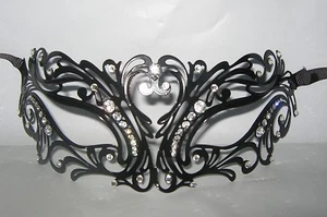 Black Filigree Metal Venetian Party Masquerade Mask No 12 * NEW * - Picture 1 of 1