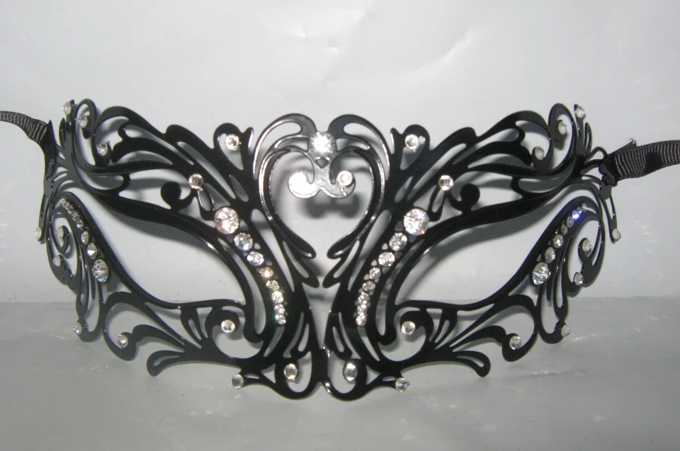 Black Filigree Metal Venetian Party Masquerade Mask No 12 * NEW * - Image 1 of 1