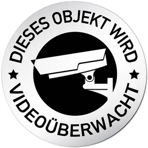 Aluminium Schild 10 cm Ø "Video überwacht" • Türschild rund Tür Alu Stop Kamera - Picture 1 of 4