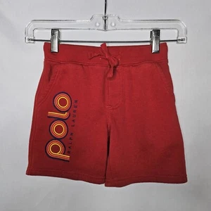 Boys Polo Ralph Lauren Red Logo Fleece Shorts Sweatshort Pull On Pockets Size 5 - Picture 1 of 11
