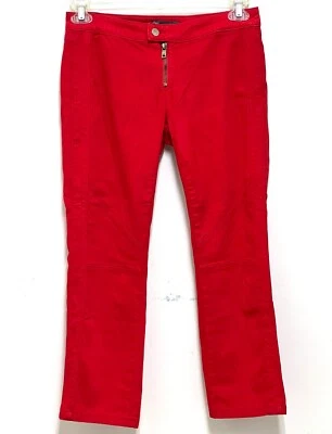 Guess Women's Red Stretchy Ankle Pants Cotton Rayon Zipper Closure Size 28 - Image 1 of 4