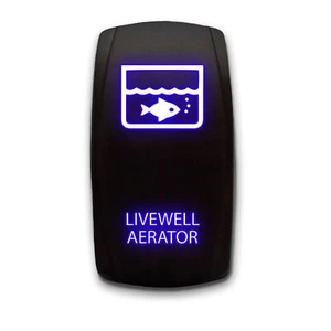 [LIVEWELL AERATOR] Laser Etched 5-Pin SPST Rocker Switch, 20A, Blue - Picture 1 of 5