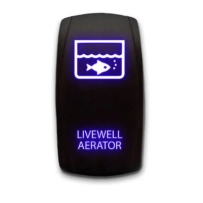 STARK INDUSTRIES [LIVEWELL AERATOR] Laser Etched 5-Pin SPST Rocker Switch, 20A, Blue