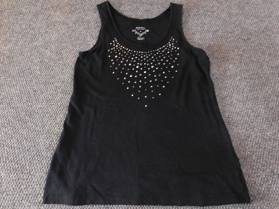 Blusa Sonoma Mujer Mediana Negra Jersey Tanque Clásico Top Casual Adorno Foto 1 de 4