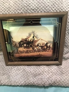 Vintage Wood Frame Horse And Buggy Clock! - Picture 1 of 7