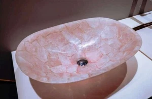 Luxury Rose Quartz Wash Basin – Handmade Natural Stone Sink for Elegant Bathroom - Picture 1 of 2
