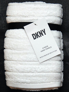 DKNY OEKO-TEX STANDARD 2-PIECE SET HAND TOWELS WHITE NEW AUTHENTIC
