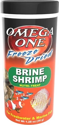 OMEGA ONE FREEZE DRIED BRINE SHRIMP FISH FOOD NUTRI TREAT 1.28 OZ .CONTAINER - Image 1 of 3