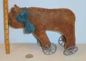 Vintage Rolling Teddy Bear 13" Long
