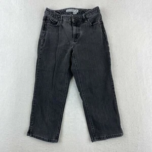 Chicos Platinum Denim Jeans Womens Size 00 Dark Gray Capri Low Rise Pants - Picture 1 of 8
