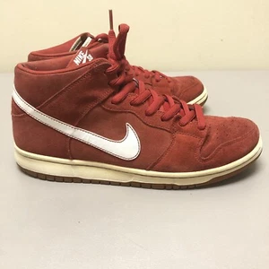 Nike SB Dunk Mid Pro Sneakers Men Size 9 Brickhouse Red 314383-601 Gum Shoes - Picture 1 of 10