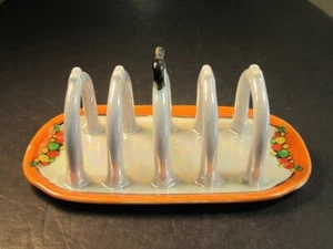 Vintage Lusterware 4 Slice Toast Rack Letter Holder  Hand Painted Japan - Picture 1 of 3