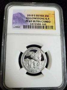 2010-S Silver Yellowstone N.P. ATB Quarter NGC PF69 Ultra Cameo - Picture 1 of 4