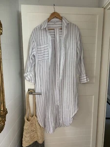 D-Luxe Basics Linen Shirt Dress /Duster XS fit up to a size 10 NEW cond - Picture 1 of 12