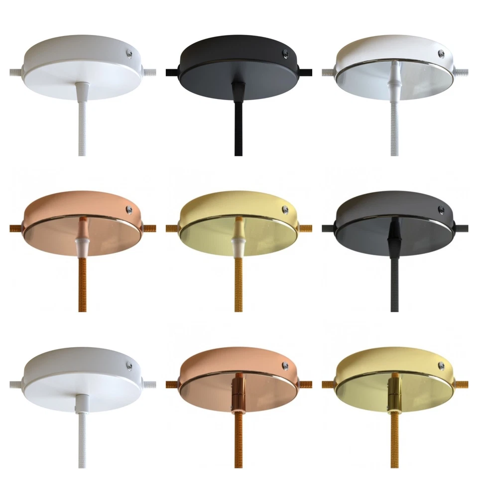 LAMORELL LIGHT DESIGN Rosone Cilindrico In Metallo ø120mm 1 Foro Centrale + 2 Laterali