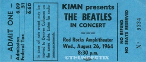 1 BEATLES UNUSED FULL CONCERT TICKET 1964 Red Rocks, Colorado  laminated reprint - Picture 1 of 1
