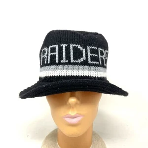 Oakland LA Raiders Vtg 90s Knit Bucket Hat NFL Made in USA Rap Hiphop Football - Picture 1 of 7