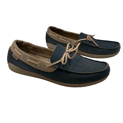 Mocasín de barco de lona talla 7 Crocs para mujer azul marino/estuco Top Siders 15753 6/14 Foto 1 de 4