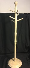 Vintage Child's Coat Rack Clothes Tree, Cream Colored, Wood Floral Painted