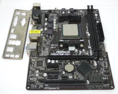 ASROCK FM2A78M-HD+ SOCKEL FM2+ mit A4-Serie A4-4000 3,2 GHz CPU + IO Shield - Bild 1 von 4