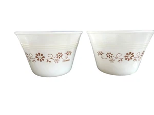 Two Vintage Milk Glass Dynaware Floral Pudding Bowls / Ramekins 1970’s - Picture 1 of 5