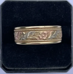 Anillo Vintage Oro 10K Flor Pesada Floral Banda 8.4 Gramos Talla 12-12.5 - Imagen 1 de 3