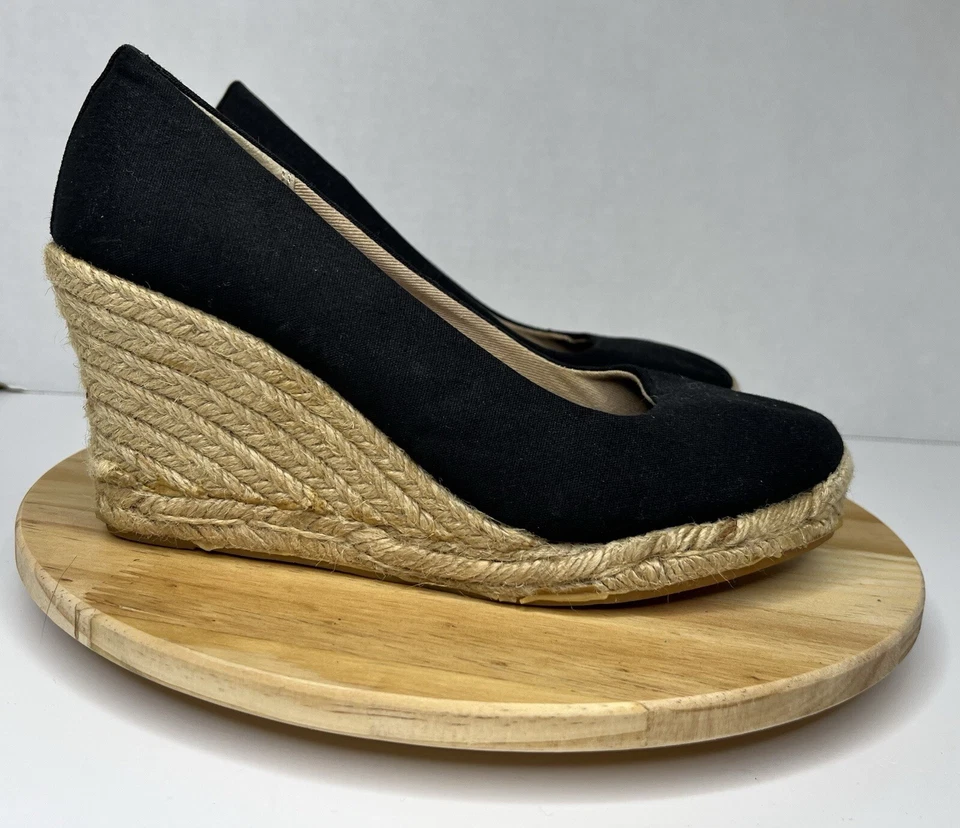GAP Espadrille Wedge Pumps US Size 7 Black Womens Shoes - Image 1 of 4