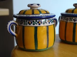 RENOLEAU ANGOULEME 3 ALTE CREMETÖPFE AUS STEINGUT ART DECO STIL - Bild 1 von 10