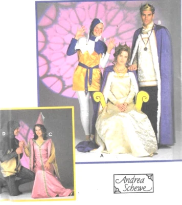 Simplicity Pattern 8286 MEDIEVAL Renaissance COSTUME King Queen Jester Lady L XL - Image 1 of 4