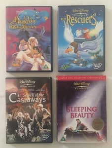 Disney Movies DVD Lot Of 4 Sleeping Beauty / Rescuers / Aladdin King of Thieves - Picture 1 of 6