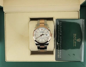 2023 Rolex Datejust 126201 Silver Motif Dial TT 18kt Oyster Rose W Papers 36mm - Picture 1 of 11