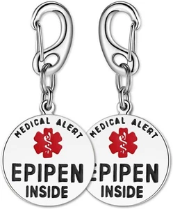 Divoti 1" Epipen Bag Tag - Clip Rapida - Interamente Chirurgica Stianless -Dual Sided - Foto 1 di 4
