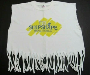 Vintage Tee Womens XL 90s Fringe Half T Shirt Ship Shape Royal Caribbean - Picture 1 of 6
