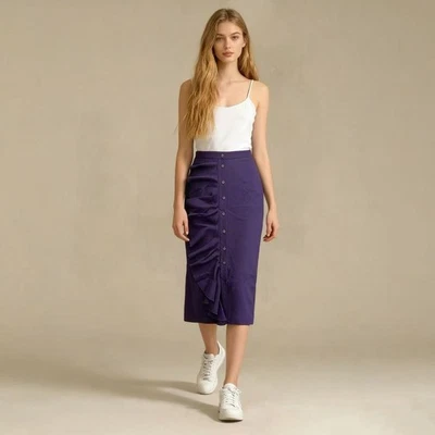NWOT BCBGmaxazria Ruffle Midi Skirt Women's Size M Purple - Image 1 of 4