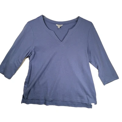 Orvis Womens XL Blue 3/4 Sleeve Pima Cotton T-Shirt Soft Relaxed Fit Tee Top - Image 1 of 4
