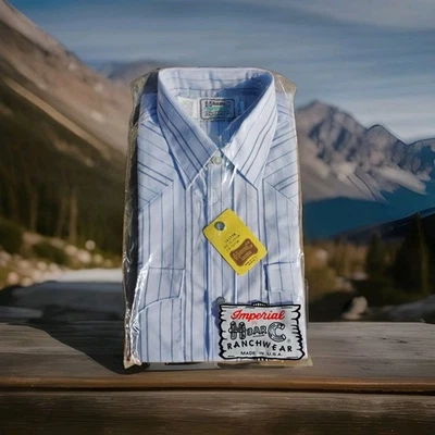 H Bar C Ranchwear shirt 15 1/2 X 33 NOS Permanent Press White Long Sleeve Pearl  - Image 1 of 4