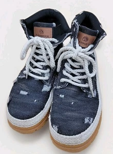 Botas de combate Cahhrrn para mujer negras denim desgastado, talla 41 EUP/10 EE. UU. - Imagen 1 de 20