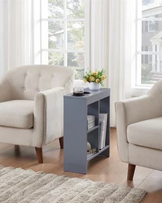 Kings Brand Furniture - Side End Table with Cup Holders & Magazine Rack, Gray - Image 1 of 3