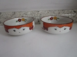 Lote de 2 cuencos de repuesto vintage de cerámica MCM para coletas de niña Interpur - Imagen 1 de 5