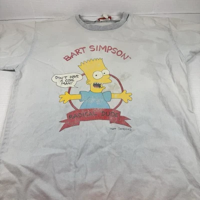 Camiseta De Colección Años 90 Stickshift Bart Simpson Radical Dude Denim Desteñida Mediana Foto 1 de 4