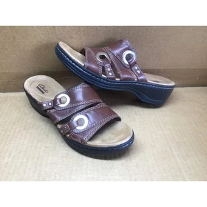 Sandalias Clarks Marrón Cuero y Latón Punta Abierta Zapatos Talla 8 - Imagen 1 de 10