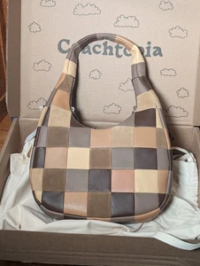 NWT Coach Coachtopia Alter Ego Crescent Shoulder Bag In Checkerboard CCX57 Brown - Picture 1 of 5