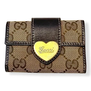 Vintage Gucci Monogram 6 Key Holder Ring Geldbörse Herz Druckknopf - Bild 1 von 12