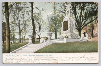 Postal Pennsylvania Reading City Primer Defensor Monumento c1909 64V Foto 1 de 3