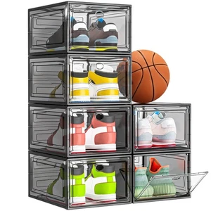 Thicken & Sturdy Clear Shoe Storage Organizer with Magnetic Door, Stackable B... - Picture 1 of 9