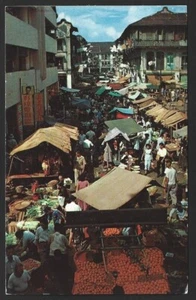 Una escena de barrio chino, Singapur postal de colección PU 1956 a EE. UU. - Imagen 1 de 2