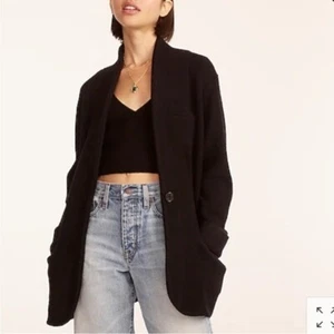 Neu mit Etikett J Crew Cocoon Alpaka-Mischung schwarz Longline minimalistischer Pullover-Blazer BA551 - Bild 1 von 14
